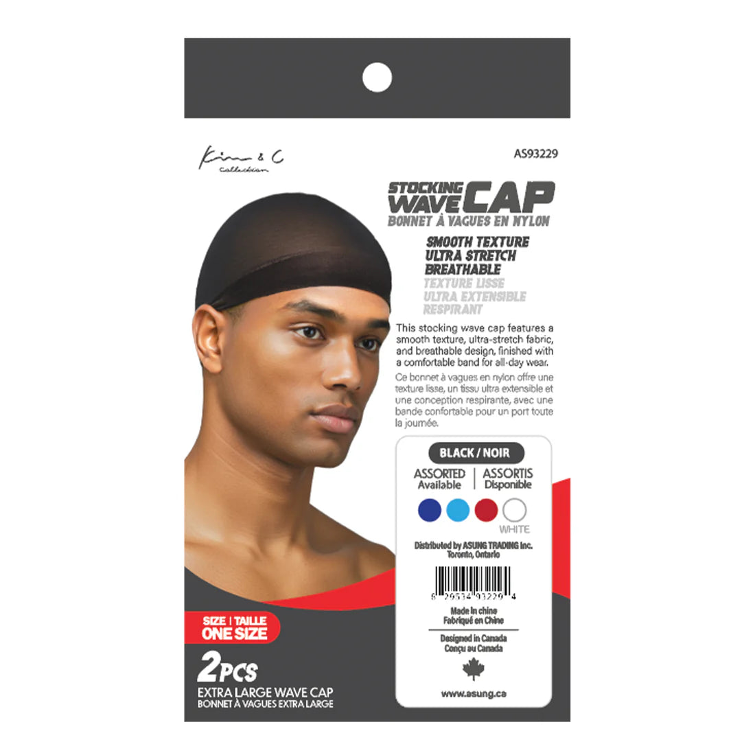 KIM & C Stocking Wave Cap 2pcs - Black