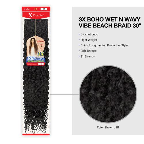 Outre Crochet Braids X-Pression Twisted Up 3X Boho Wet N Wavy Vibe Beach Braid 30″