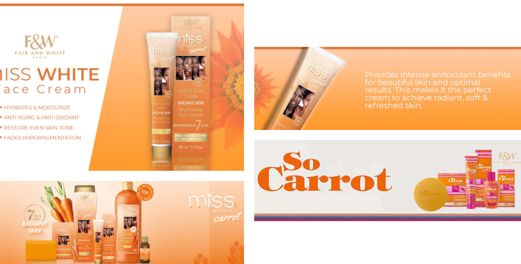 FAIR AND WHITE Miss White Carrot Brightening face Cream 50mL 1.7 oz