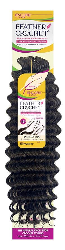 Janet H Hair Blend Feather Crochet Braids Encore La Vie Deep wave 18"