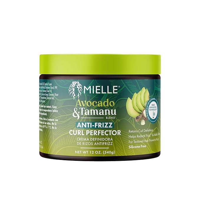 Mielle Organics Avocado & Tamanu Anti-Frizz Curl Cream for Textured Hair 12 oz