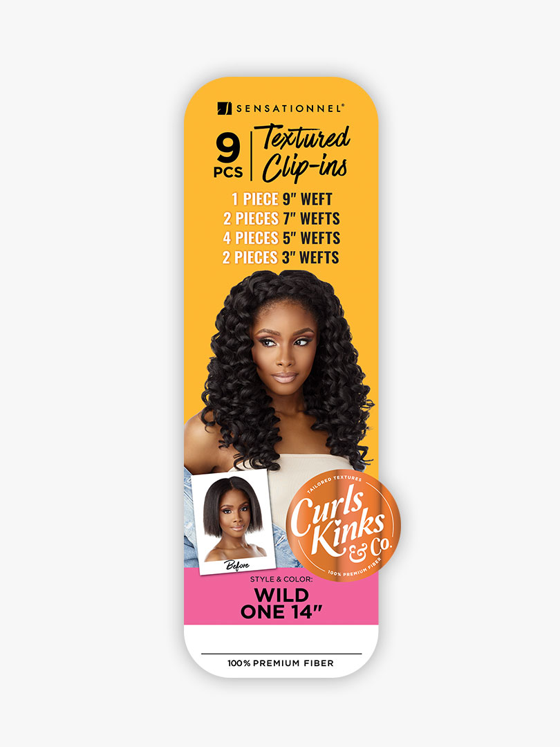 Sensationnel Curls Kinks &amp; Co Hair Textured Clip-In 9 Pcs WILD ONE 14″