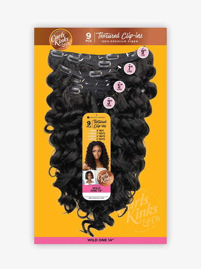 Sensationnel Curls Kinks &amp; Co Hair Textured Clip-In 9 Pcs WILD ONE 14″