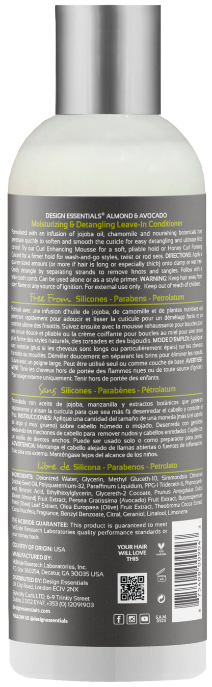DESIGN ESSENTIALS Almond & Avocado Detangling Leave-In Conditioner