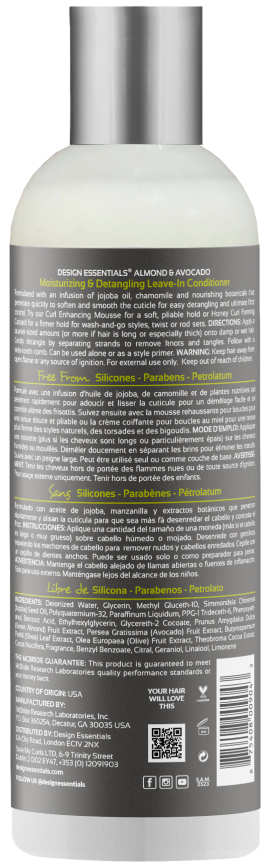 DESIGN ESSENTIALS Almond & Avocado Detangling Leave-In Conditioner