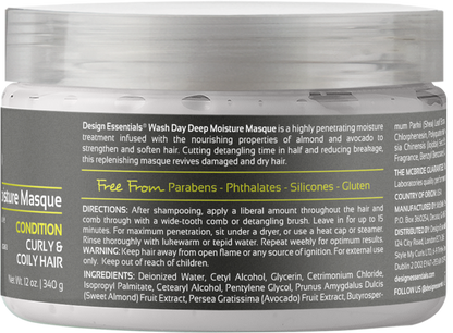 DESIGN ESSENTIALS Almond & Avocado Wash Day Deep Moisture Masque (12oz)