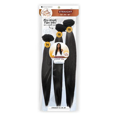 Sensationnel Weave Curls Kinks N Co Bundles 3X Multi Pack Straight 14/16/18