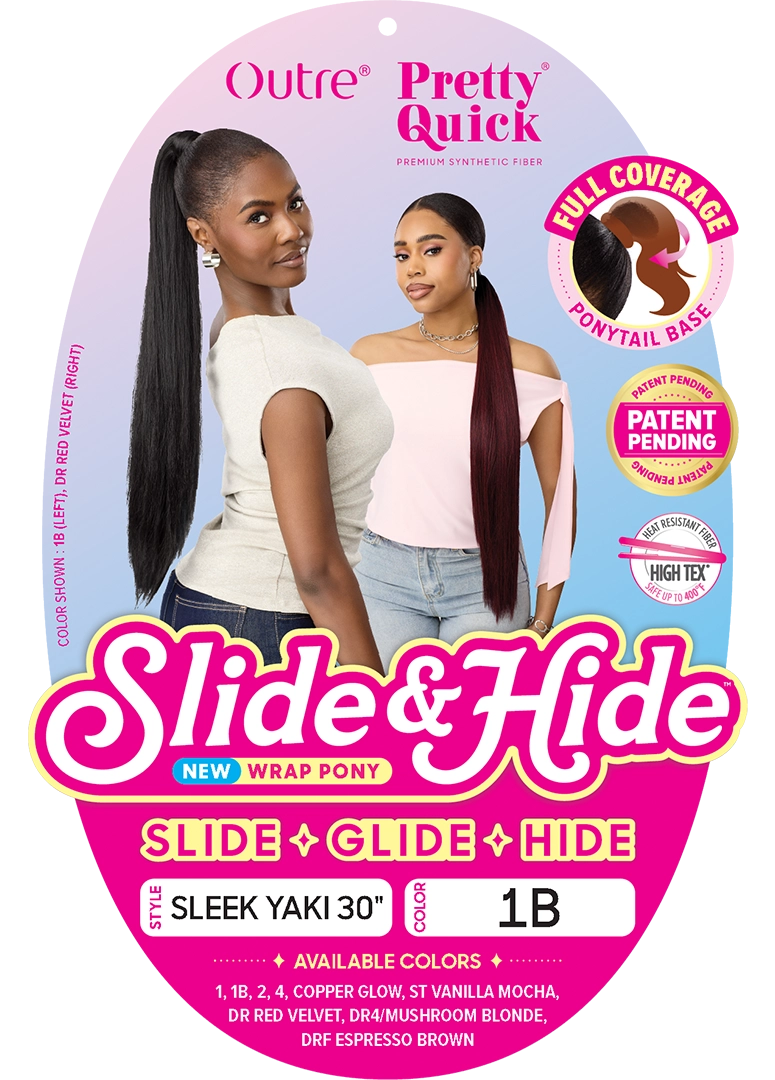 OUTRE PRETTY QUICK SLIDE & HIDE WRAP PONY SLEEK YAKI 30"