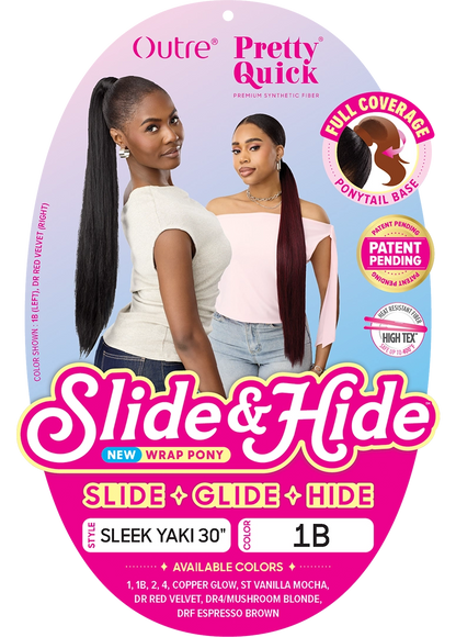 OUTRE PRETTY QUICK SLIDE & HIDE WRAP PONY SLEEK YAKI 30"