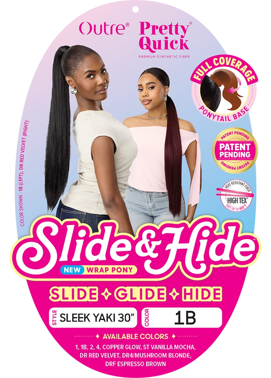 OUTRE PRETTY QUICK SLIDE & HIDE WRAP PONY SLEEK YAKI 30"