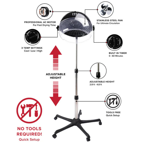 ANNIE Hot & Hotter Ceramic Turbo 4000 Stand Hood Dryer (black)