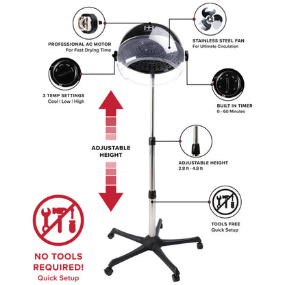 ANNIE Hot & Hotter Ceramic Turbo 4000 Stand Hood Dryer (black)