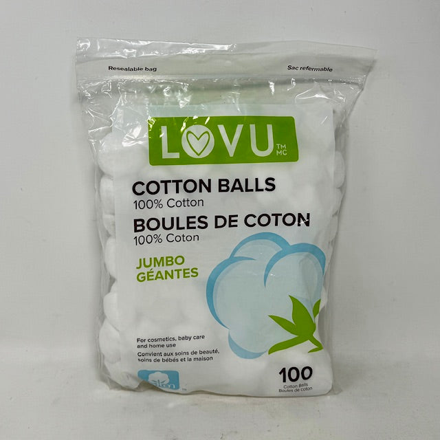 LOVU  Jumbo 100% pure cotton balls. 100pcs