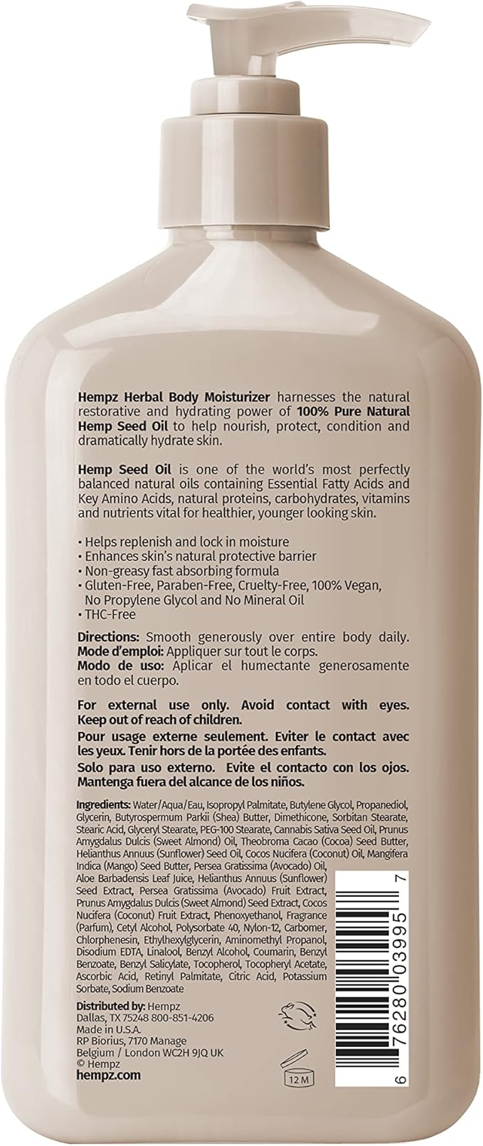 HEMPZ Koa and Sweet Almond Smoothing Herbal Body Moisturizer, 17 oz.