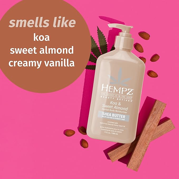 HEMPZ Koa and Sweet Almond Smoothing Herbal Body Moisturizer, 17 oz.