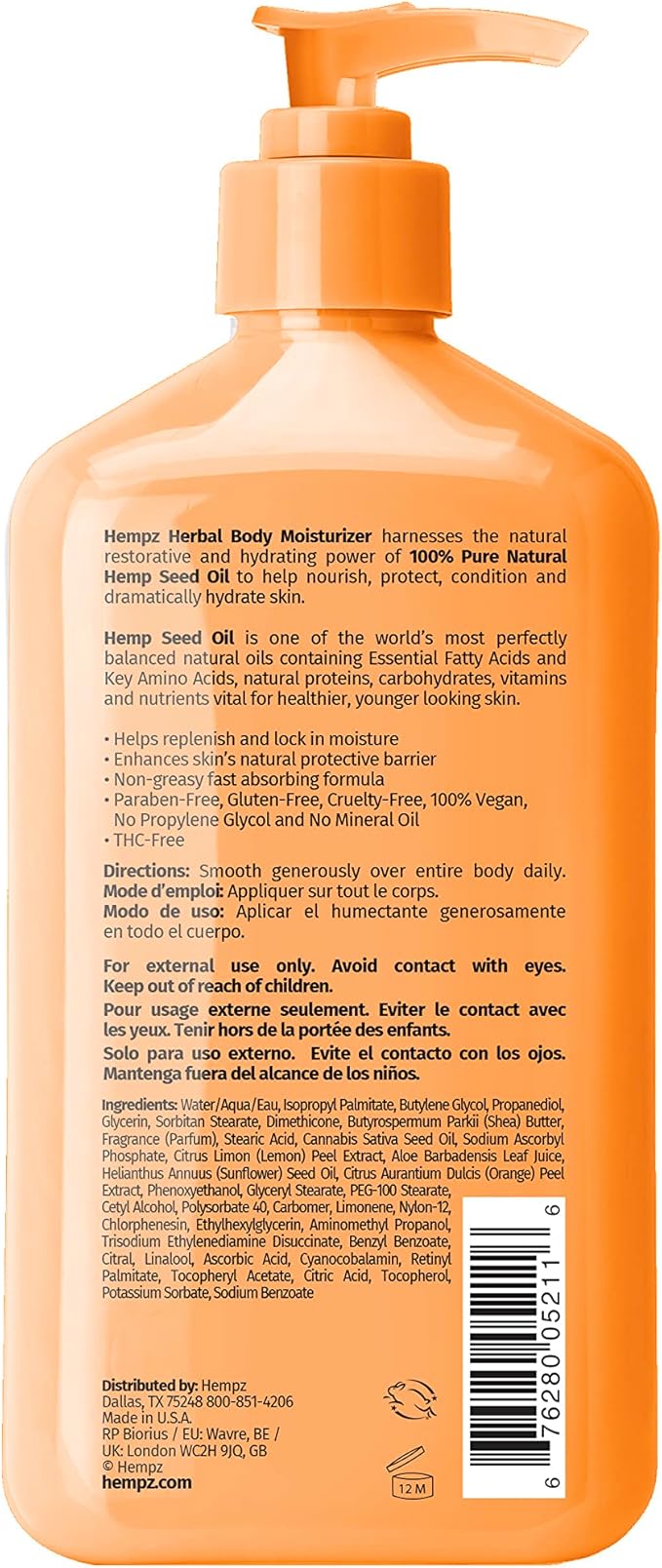 HEMPZ Body Lotion - Citrus Blossom Limited Edition Daily Moisturizing Cream 500ml