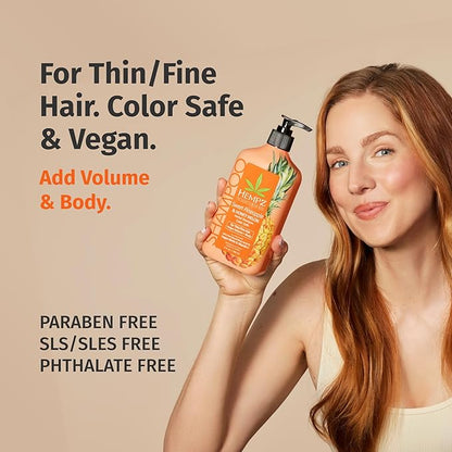 HEMPZ Biotin Shampoo - Sweet Pineapple & Honey Melon - For Thin/Fine Hair Growth & Strengthening of Dry, Damaged and Color Treated Hair, Hydrating, Softening, Moisturizing - 17 Fl OZ