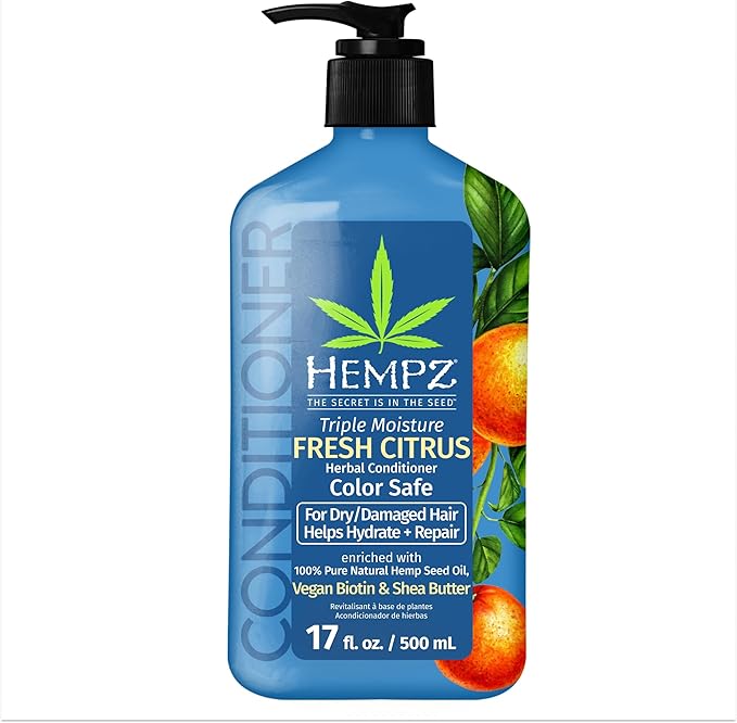 HEMPZ Peach & Grapefruit Triple Moisture Herbal Hair Conditioner - Moisturizing Gentle Conditioner to Nourish and Hydrate Hair - 17 Fl OZ