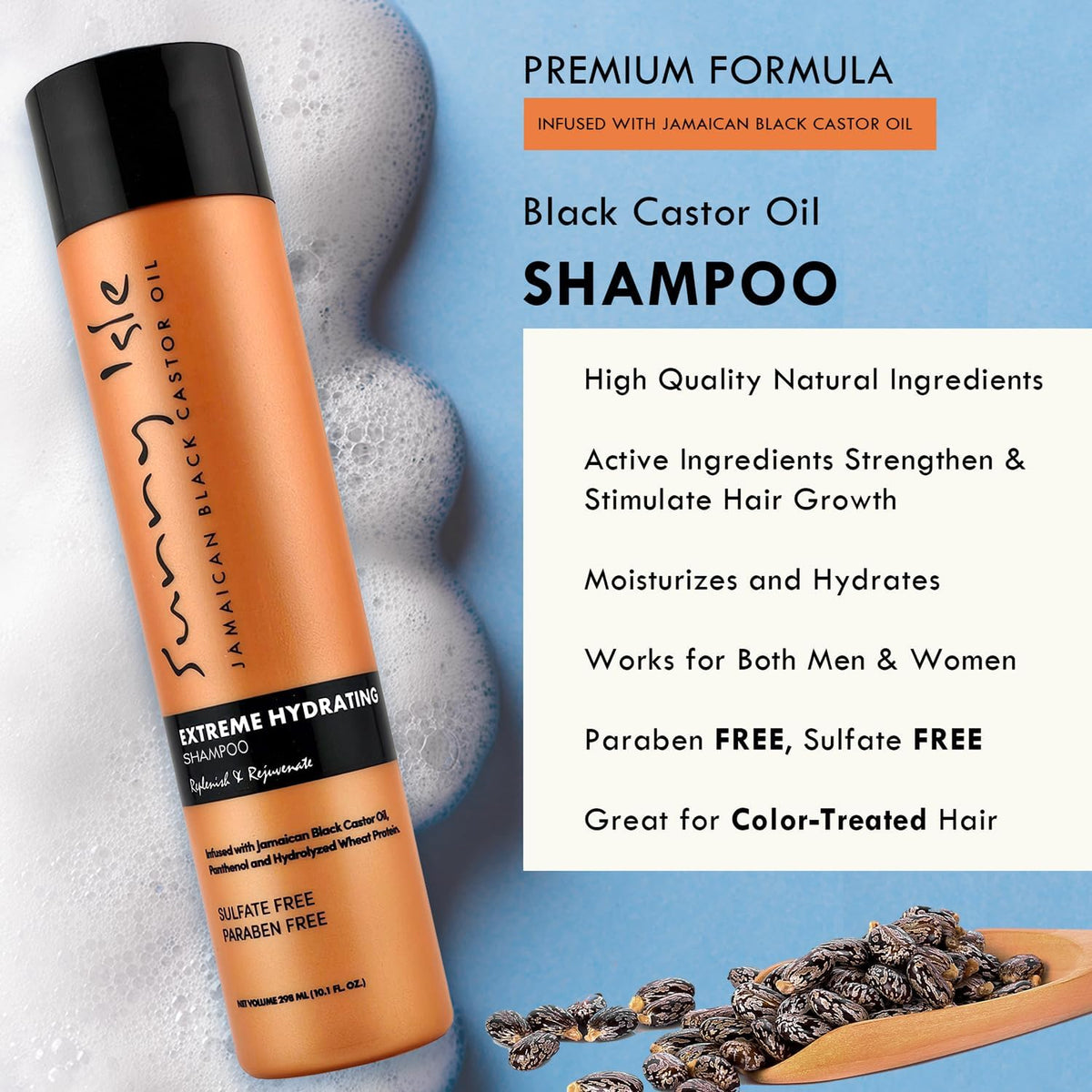 SUNNY ISLE Jamaican Black Castor Oil Shampoo [Extra Dark] (12oz)