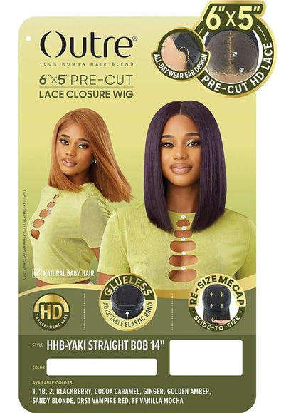 Outre 6X5 Pre-Cut Lace Closure Wig - Human Hair Blend - Yaki Straight Bob 14"