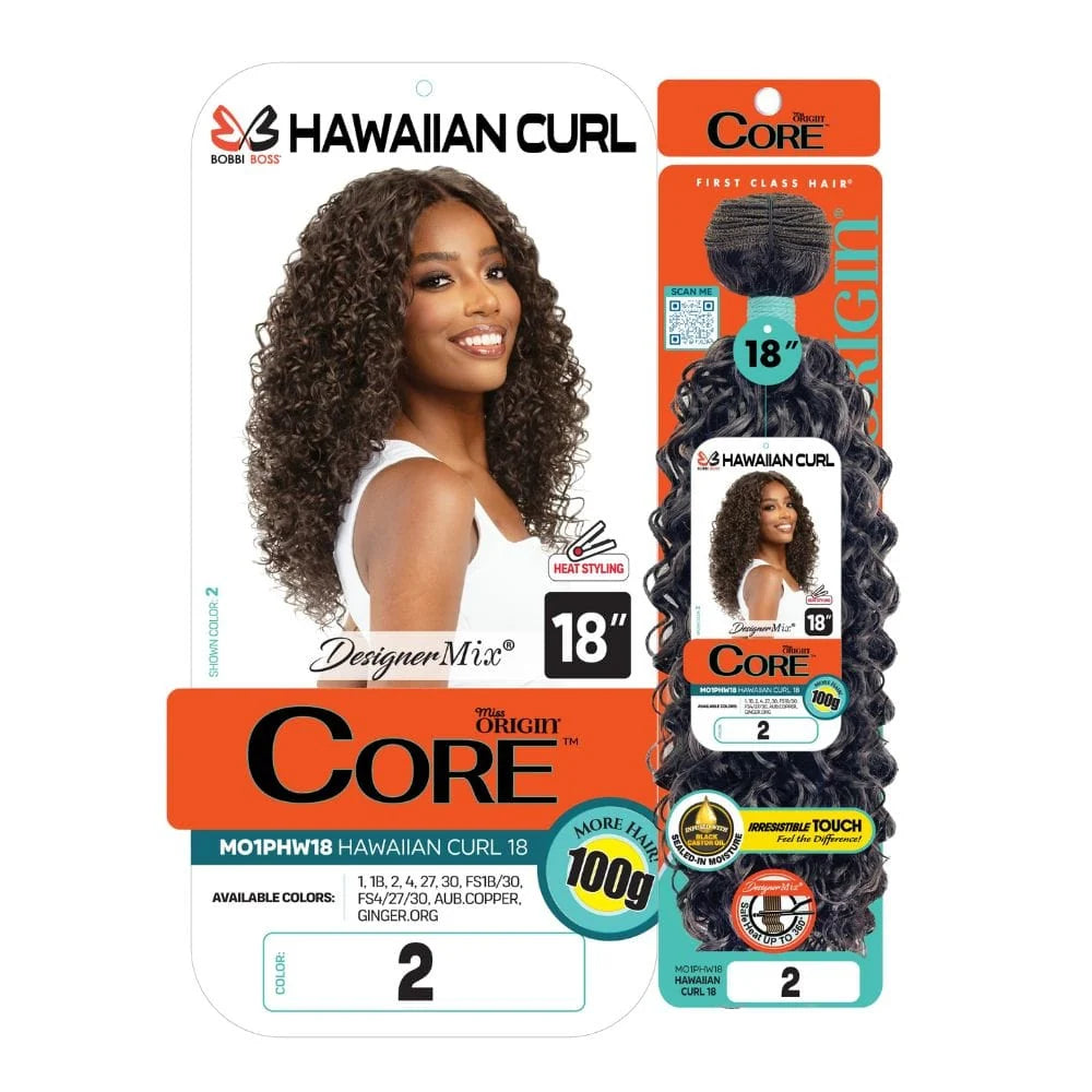 Bobbi Boss Miss Origin Synthetic Quick Weave Hair - Hawaiian Curl 18"