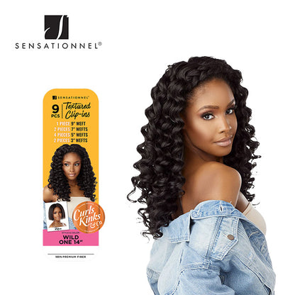 Sensationnel Curls Kinks &amp; Co Hair Textured Clip-In 9 Pcs WILD ONE 14″